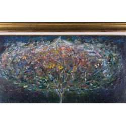 Copac în noapte - pictură în ulei pe pânză, artist Iurie Cojocaru