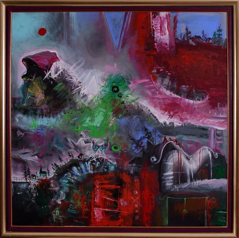 Sat înnegurat – pictură în acrilic, artist EMANUEL BUMBU — Emanuel Bumbu