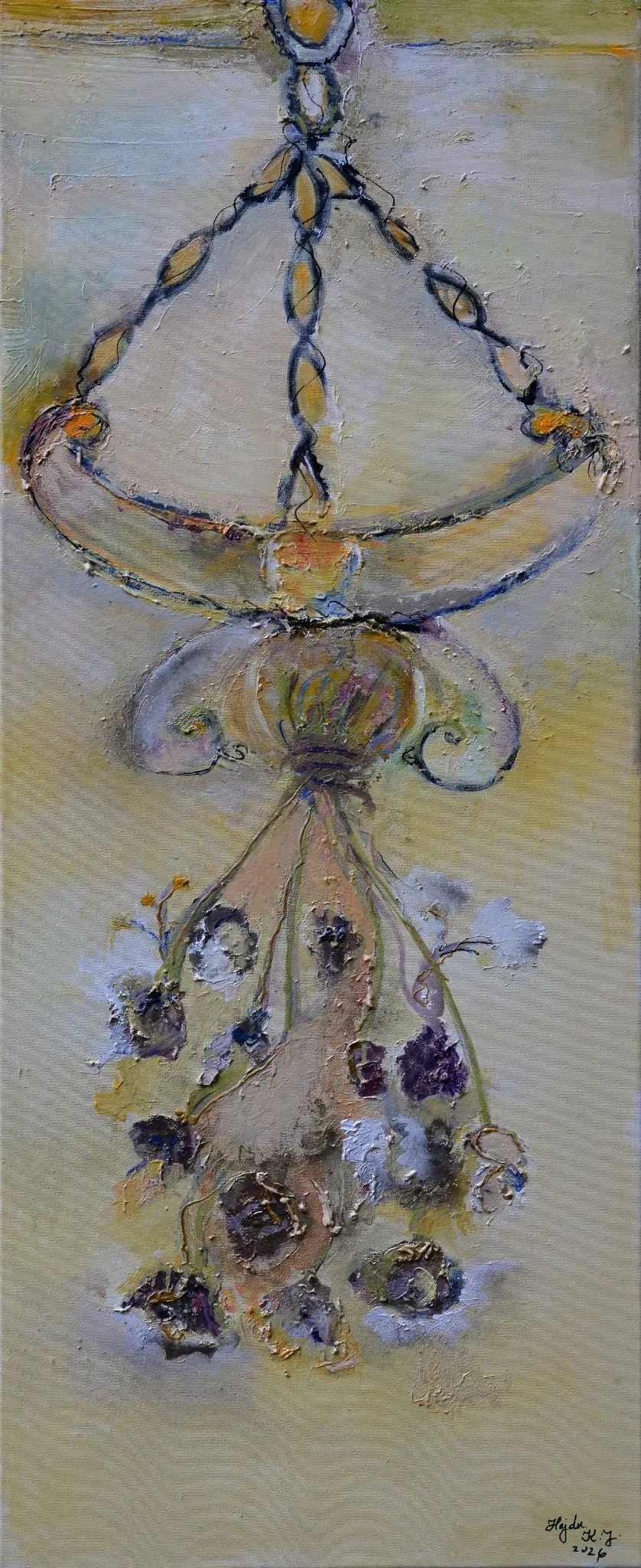 Ipostaze rurale II, pictură în ulei de KATALIN JULIA HAJDU, 100 × 40 cm
