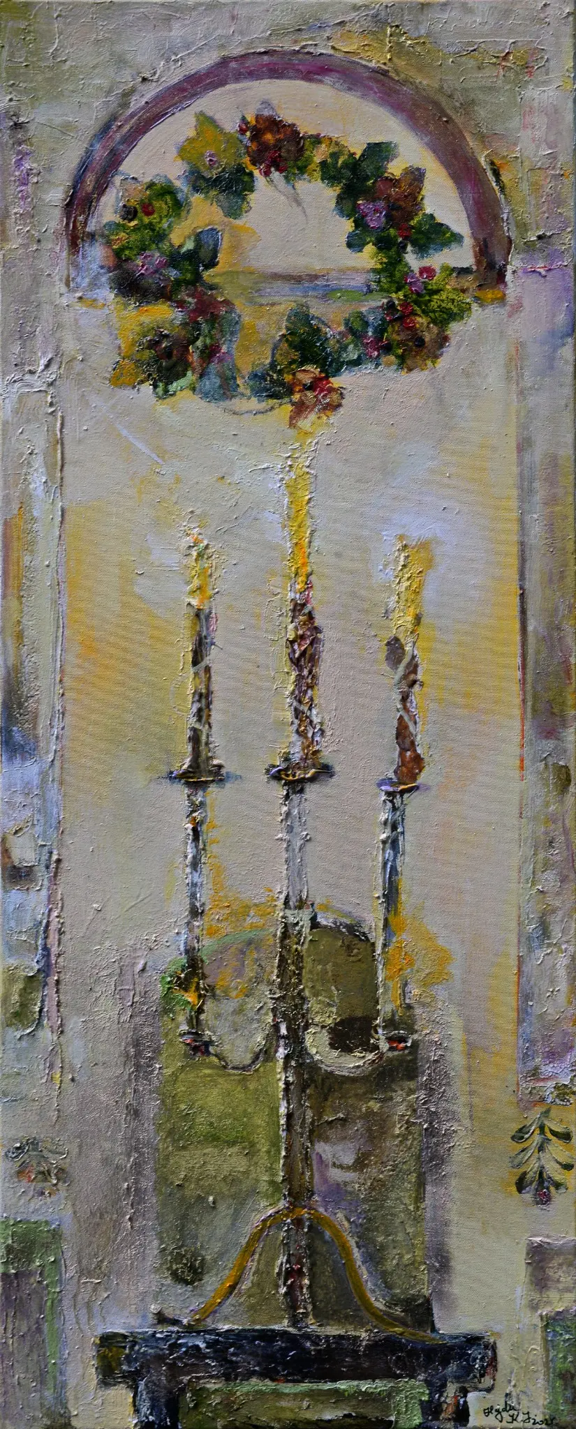 Meditație, pictură în ulei de KATALIN JULIA HAJDU, 100 × 40 cm