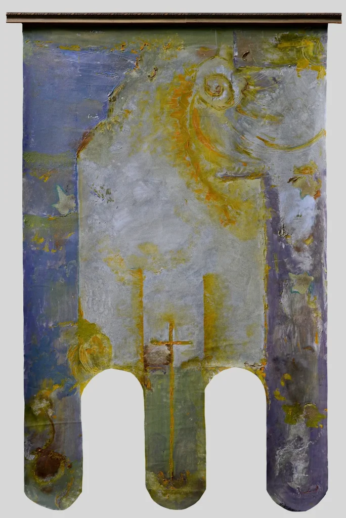 Prapor – Și se făcu lumină, pictură în ulei de KATALIN JULIA HAJDU, 100 × 160 cm